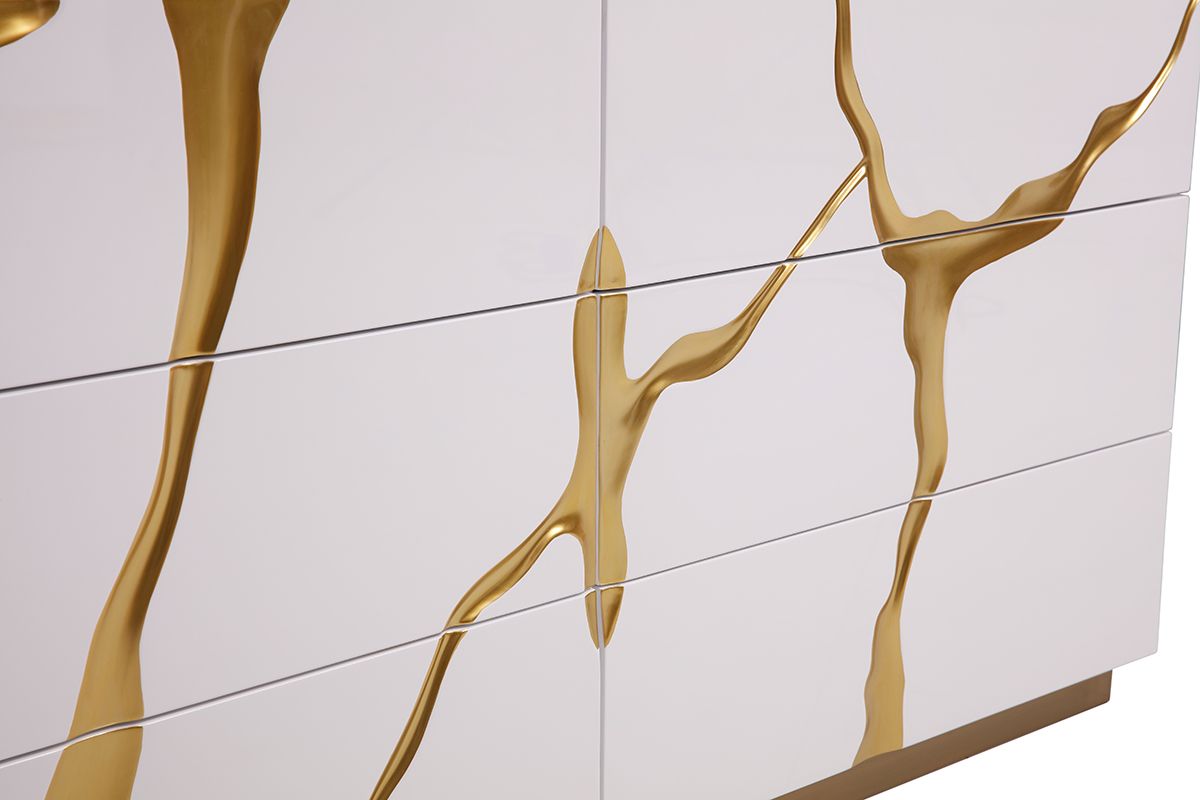 Vig Furniture Modrest Aspen Modern Wide White and Gold Dresser | Home Elegance USA