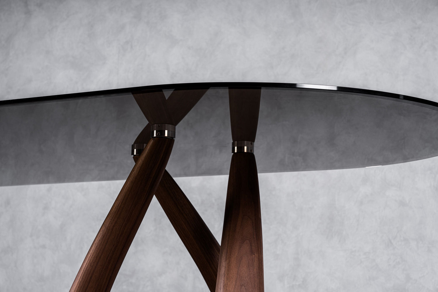 Modrest Christy - Mid-Century Modern Grey Glass + Walnut Oval Dining Table - Home Elegance USA