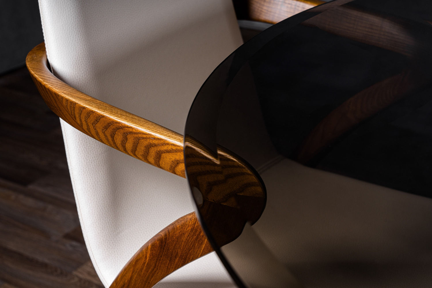 Modrest Christy - Mid-Century Modern Grey Glass + Walnut Oval Dining Table - Home Elegance USA