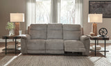Mouttrie Contemporary Dual Power Reclining Sofa in Smoke by Ashley Furniture Ashley Furniture