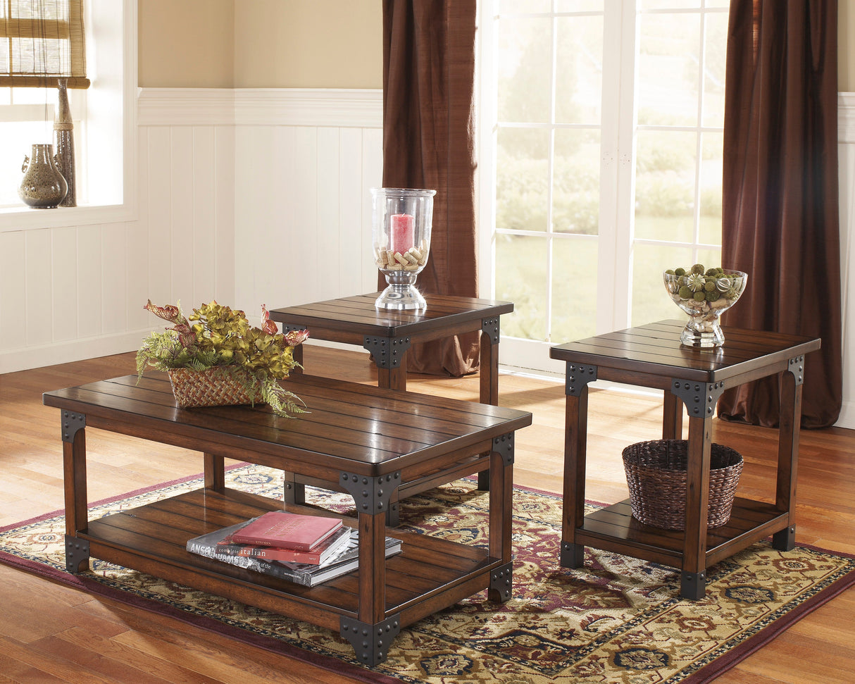 Murphy Industrial Rectangular Occasional Table (Set of 3) in Medium Brown by Ashley Furniture Ashley Furniture