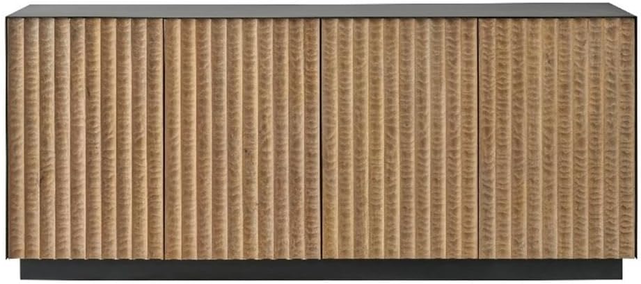 Noir Modern Carved Wood Credenza with Rubbed Iron Frame | Universal Furniture