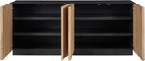 Noir Modern Carved Wood Credenza with Rubbed Iron Frame | Universal Furniture