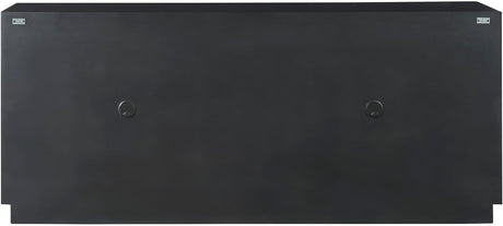 Noir Modern Carved Wood Credenza with Rubbed Iron Frame | Universal Furniture