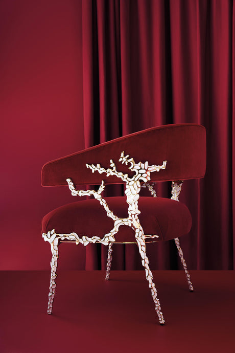 Glimmer of Hope Chair, Gold Brush Frame, Plush Upholstery | Caracole