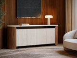Fleur Open Sideboard | CLA-425V-2511 | Caracole Classic | Travertine Top | Porcini Finish - sold by Home Elegance USA