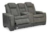 Ashley Slate Next-Gen DuraPella PWR REC Loveseat/CON/ADJ HDRST - Faux Leather - Home Elegance USA
