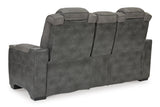 Ashley Slate Next-Gen DuraPella PWR REC Loveseat/CON/ADJ HDRST - Faux Leather - Home Elegance USA