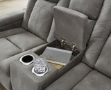 Ashley Slate Next-Gen DuraPella PWR REC Loveseat/CON/ADJ HDRST - Faux Leather - Home Elegance USA