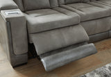 Ashley Slate Next-Gen DuraPella PWR REC Loveseat/CON/ADJ HDRST - Faux Leather - Home Elegance USA
