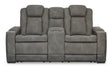 Ashley Slate Next-Gen DuraPella PWR REC Loveseat/CON/ADJ HDRST - Faux Leather - Home Elegance USA