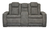 Ashley Slate Next-Gen DuraPella PWR REC Loveseat/CON/ADJ HDRST - Faux Leather - Home Elegance USA