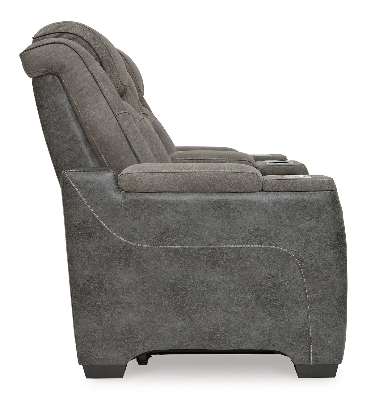 Ashley Slate Next-Gen DuraPella PWR REC Loveseat/CON/ADJ HDRST - Faux Leather - Home Elegance USA