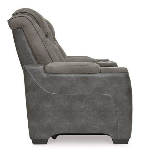 Ashley Slate Next-Gen DuraPella PWR REC Loveseat/CON/ADJ HDRST - Faux Leather - Home Elegance USA