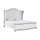 Nina Bed by Cosmos Furniture with tufted high-back bed in white and silver.