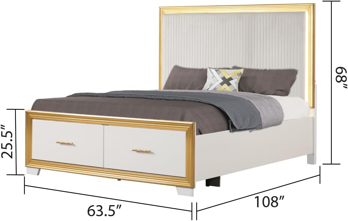 Obsession Modern Bedroom Set White and Gold | Galaxy - Home Elegance USA