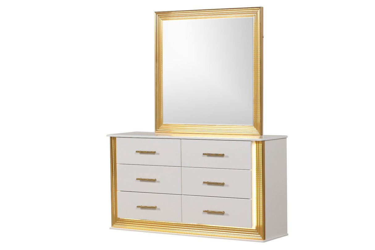 Obsession Modern Bedroom Set White and Gold | Galaxy - Home Elegance USA