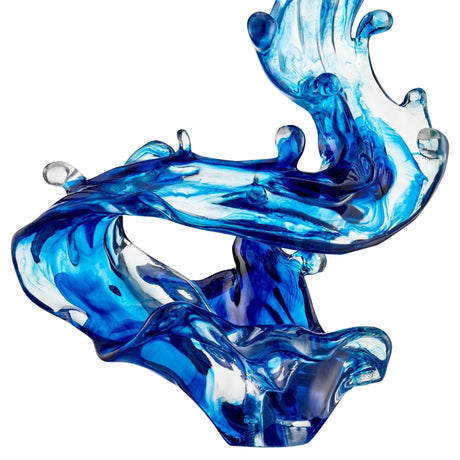 Ocean Blue Cortes Bay Wave Floor Sculpture with Black Stand, 57" Tall  | Finesse - sold by Home Elegance USA