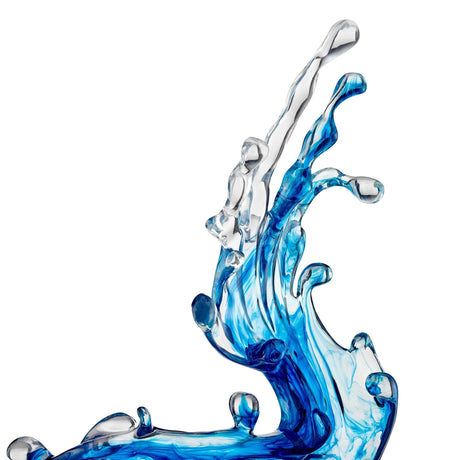 Ocean Blue Cortes Bay Wave Floor Sculpture with Black Stand, 57" Tall  | Finesse - sold by Home Elegance USA