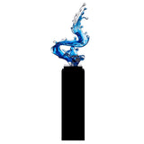 Ocean Blue Cortes Bay Wave Floor Sculpture with Black Stand, 57" Tall  | Finesse