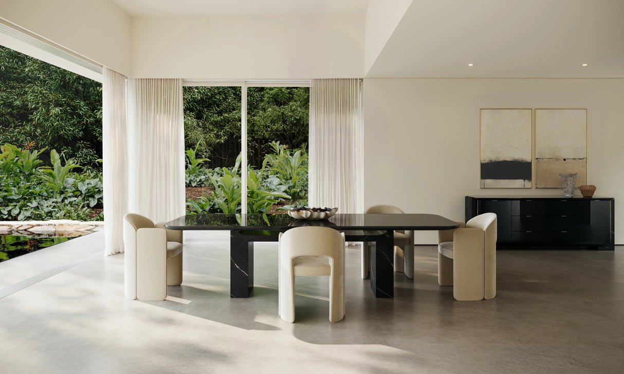 Overlap Rectangle Dining Table Piano Black | Caracole Classic