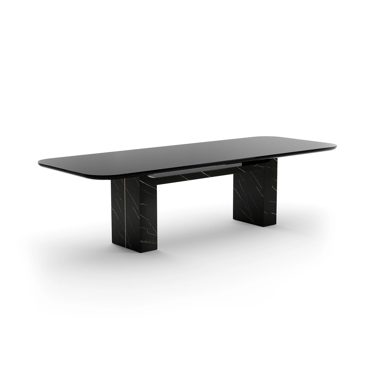 Overlap Rectangle Dining Table Piano Black | Caracole Classic