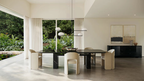 Overlap Sideboard Piano Black with Nero Marquina Stone | Caracole Classic