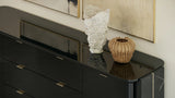 Overlap Sideboard Piano Black with Nero Marquina Stone | Caracole Classic