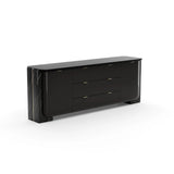 Overlap Sideboard Piano Black with Nero Marquina Stone | Caracole Classic