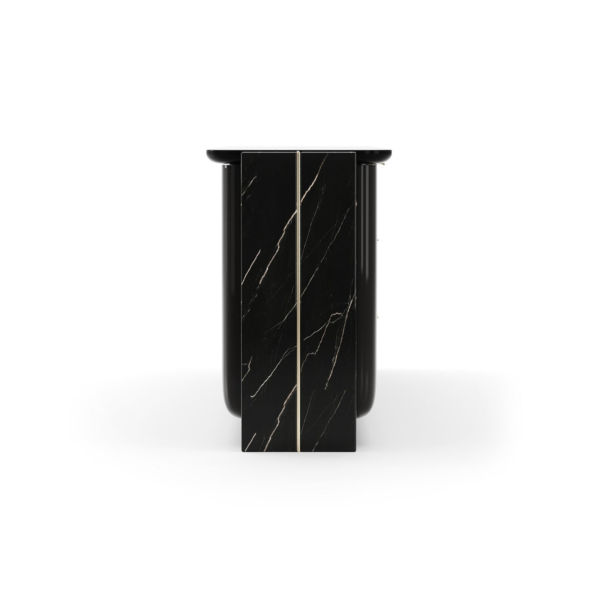 Overlap Sideboard Piano Black with Nero Marquina Stone | Caracole Classic