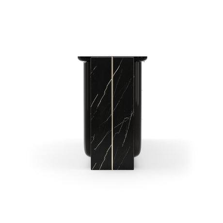 Overlap Sideboard Piano Black with Nero Marquina Stone | Caracole Classic