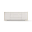 Overlap Sideboard Latte Gloss with Travertine Stone | Caracole Classic