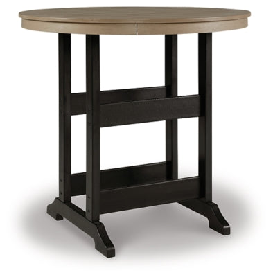 Ashley Black/Driftwood Fairen Trail Round Bar Table w/UMB OPT