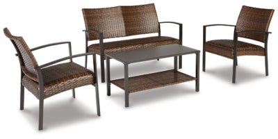 Ashley Dark Brown Zariyah Love/Chairs/Table Set (Set of 4) - P330 - 080 - Home Elegance USA - 1