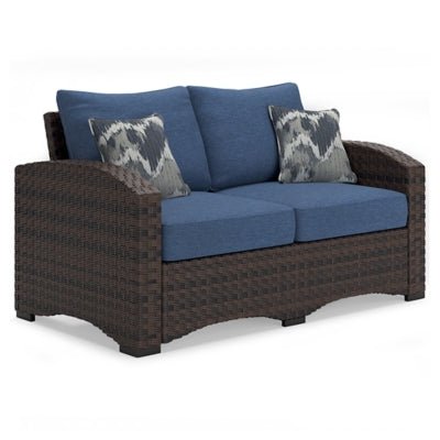 Ashley Blue/Brown Windglow Loveseat w/Cushion - P340 - 835 - Home Elegance USA - 1