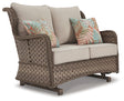 Ashley Light Brown Clear Ridge Loveseat Glider w/Cushion