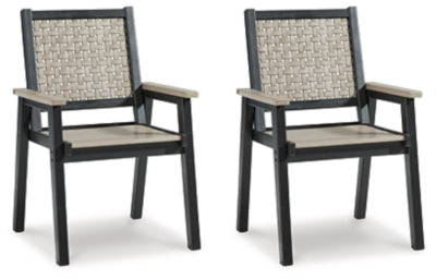 Ashley Driftwood/Black Mount Valley Arm Chair (Set of 2)