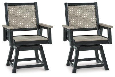 Ashley Driftwood/Black Mount Valley Swivel Chair (Set of 2)