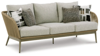 Ashley Beige Swiss Valley Sofa with Cushion
