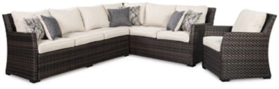 Ashley Dark Brown/Beige Easy Isle Sofa SEC/Chair w/CUSH (Set of 3) - P455 - 822 - Home Elegance USA - 1