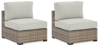 Ashley Beige Calworth Armless Chair w/Cushion (Set of 2)