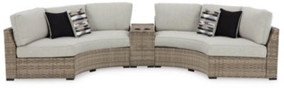 Ashley Beige Calworth P458P8 3 - Piece Outdoor Sectional - P458P8 - Home Elegance USA - 1