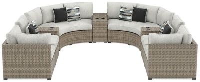 Ashley Beige Calworth P458P4 9-Piece Outdoor Sectional