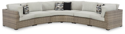 Ashley Beige Calworth P458P11 5-Piece Outdoor Sectional