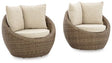 Ashley Beige Danson Swivel Lounge w/Cushion (Set of 2) | Home Elegance USA