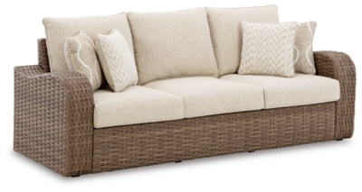 Ashley Beige Sandy Bloom Sofa with Cushion