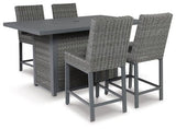 Ashley Gray Palazzo P520P1 Outdoor Counter Height Dining Table with 4 Barstools | Home Elegance USA