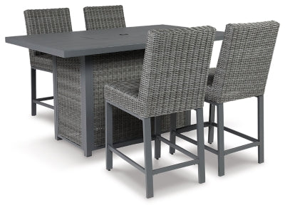 Ashley Gray Palazzo P520P1 Outdoor Counter Height Dining Table with 4 Barstools