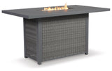 Gray Palazzo RECT Bar Table w/Fire Pit | Ashley