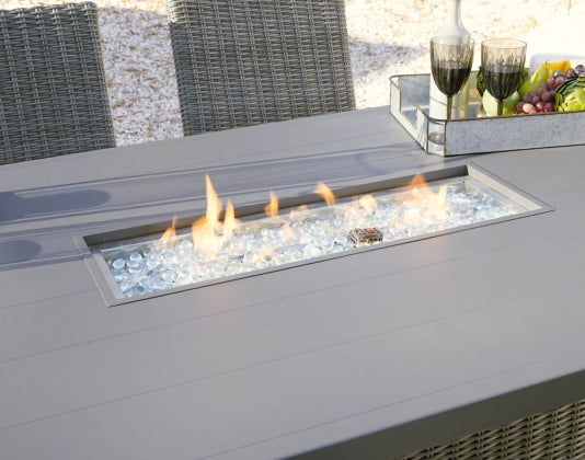 Gray Palazzo RECT Bar Table w/Fire Pit | Ashley